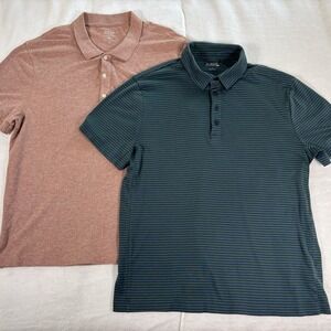 J.Crew‎ Stretch Pique Polo Shirt Mens Large Short Sleeve Knit Lot Of 2